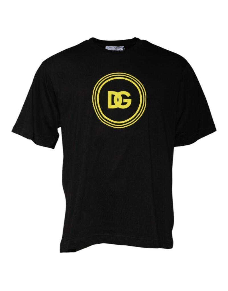 Dolce & Gabbana Black Logo Print Cotton Crew Neck T-shirt - Image 2