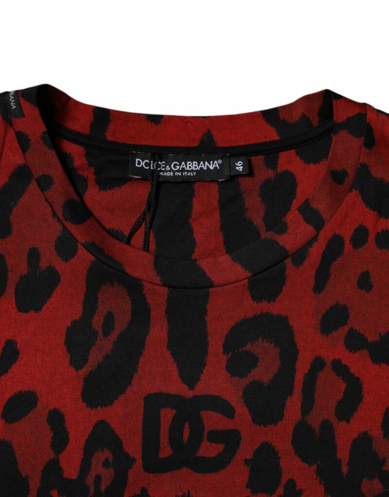 Dolce & Gabbana Red Leopard Cotton Short Sleeves T-shirt - Image 4