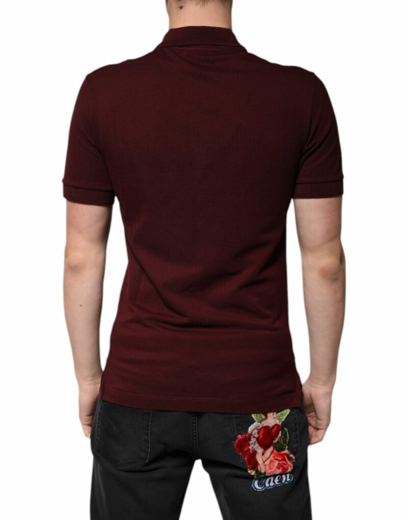 Dolce & Gabbana Maroon Collared Short Sleeves Polo T-shirt - Image 4