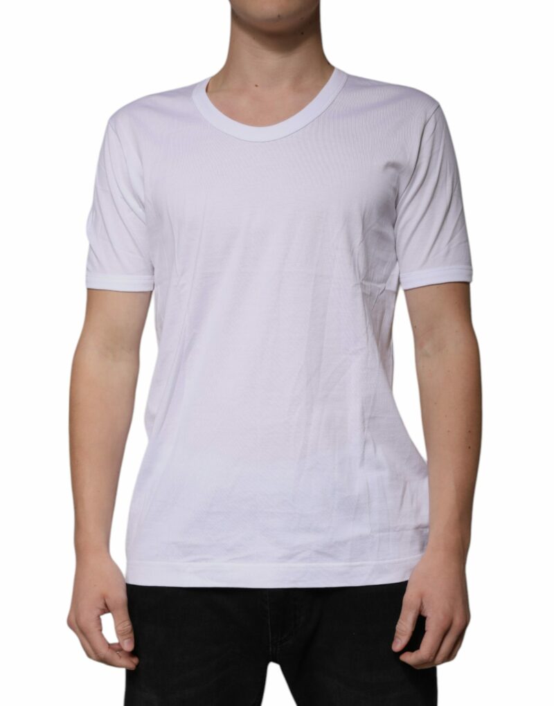Dolce & Gabbana White Cotton Round Neck Short Sleeves T-shirt - Image 2