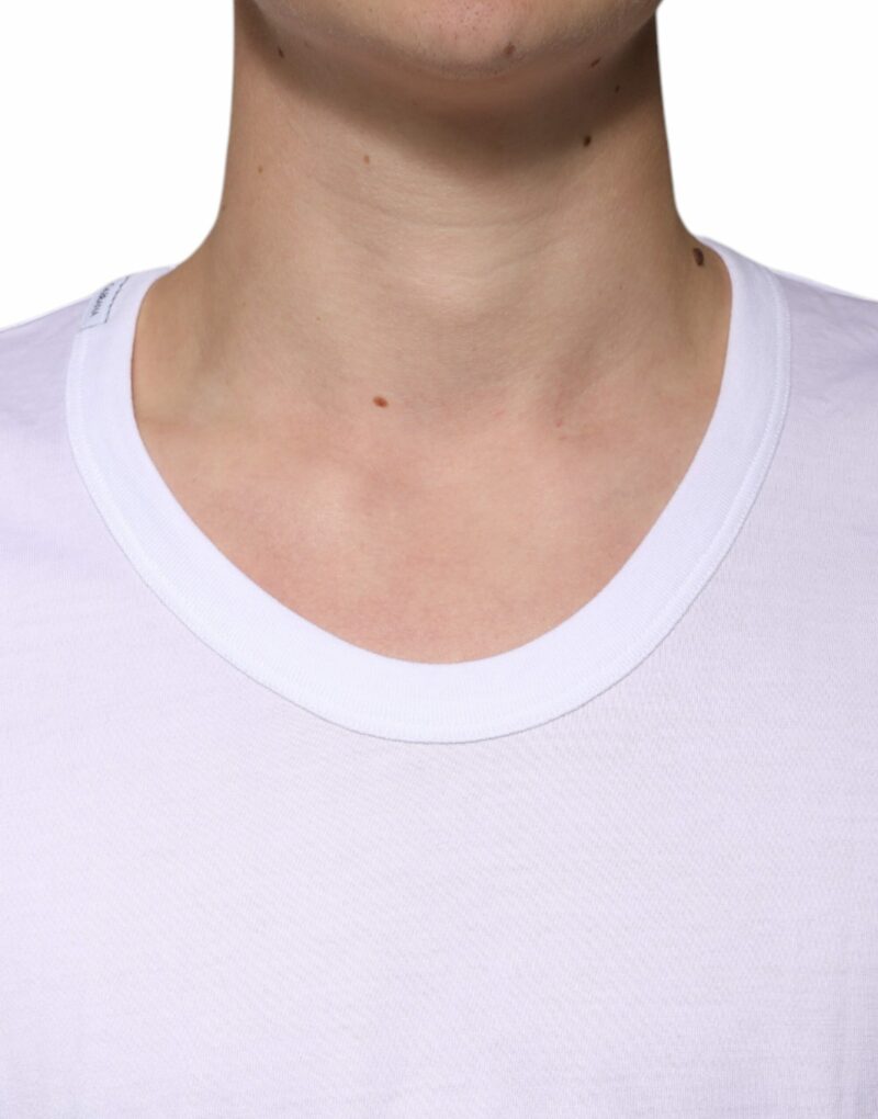 Dolce & Gabbana White Cotton Round Neck Short Sleeves T-shirt - Image 5