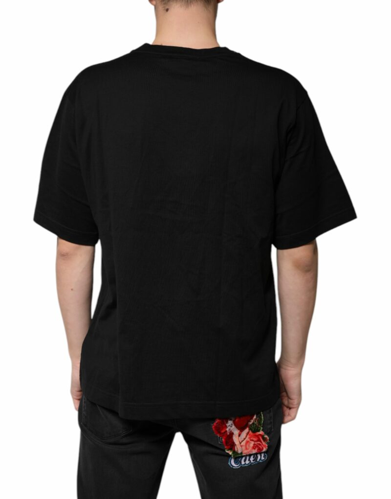 Dolce & Gabbana Black Cotton Logo Vneck Short Sleeve T-shirt - Image 4
