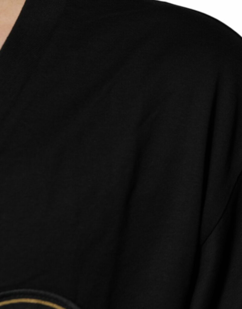 Dolce & Gabbana Black Cotton Logo Vneck Short Sleeve T-shirt - Image 6