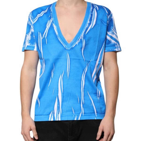 Dolce & Gabbana Blue Cotton V-neck Short Sleeves T-shirt