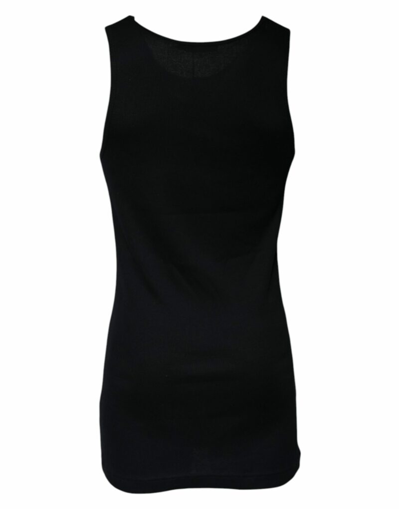 Dolce & Gabbana Black Cotton Sleeveless Round Neck Tank T-shirt - Image 4
