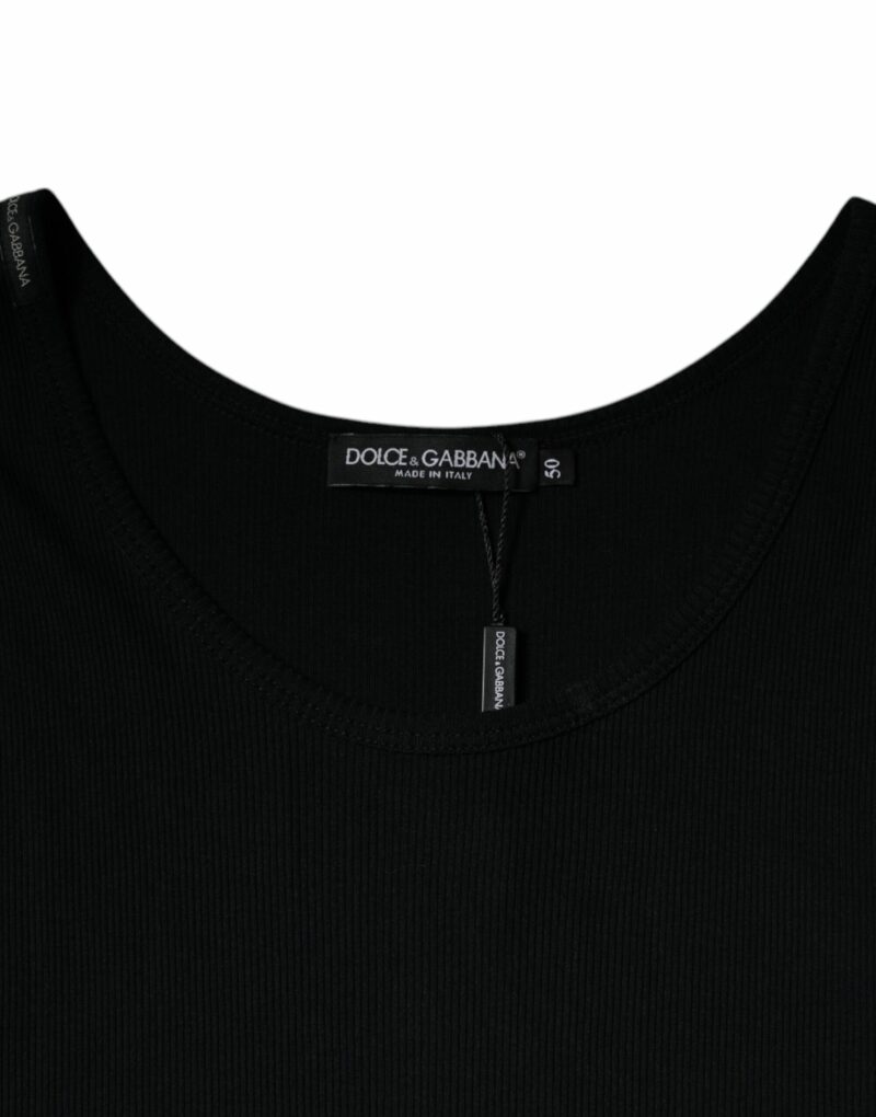 Dolce & Gabbana Black Cotton Sleeveless Round Neck Tank T-shirt - Image 5