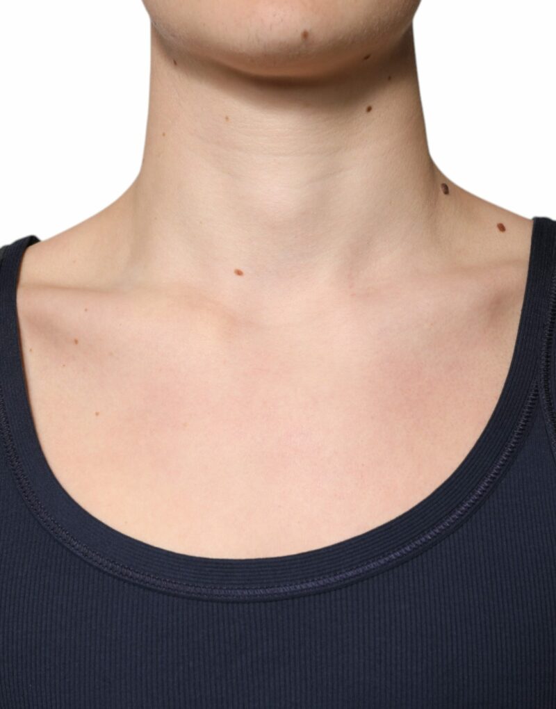Dolce & Gabbana Blue Cotton Sleeveless Round Neck Tank T-shirt - Image 5