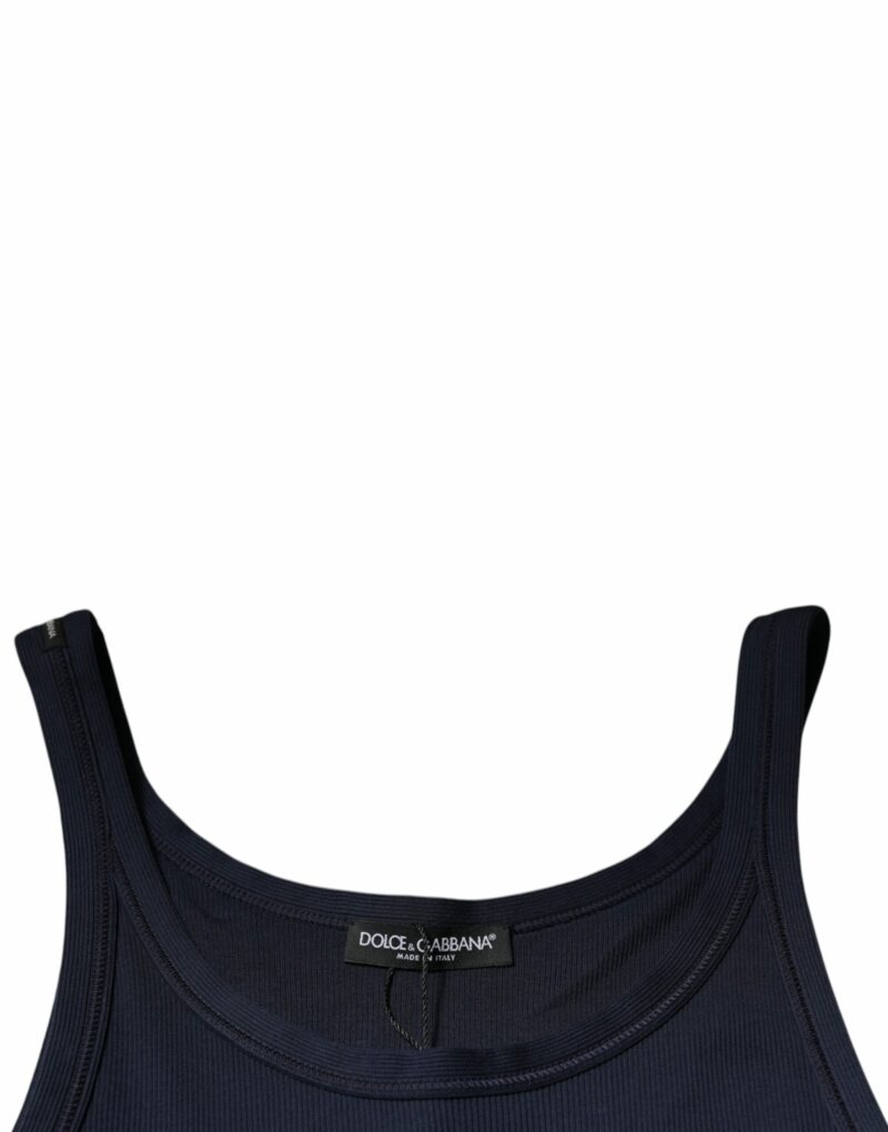 Dolce & Gabbana Blue Cotton Sleeveless Round Neck Tank T-shirt - Image 6