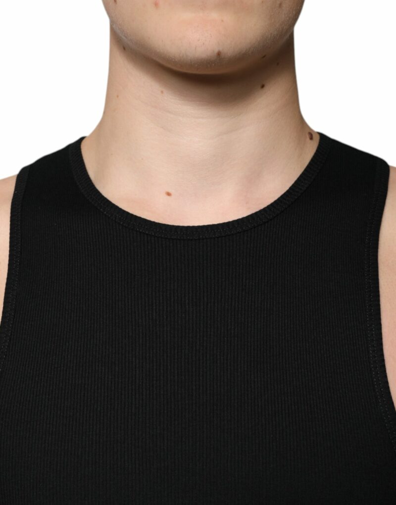Dolce & Gabbana Black Cotton Sleeveless Round Neck Tank T-shirt - Image 5