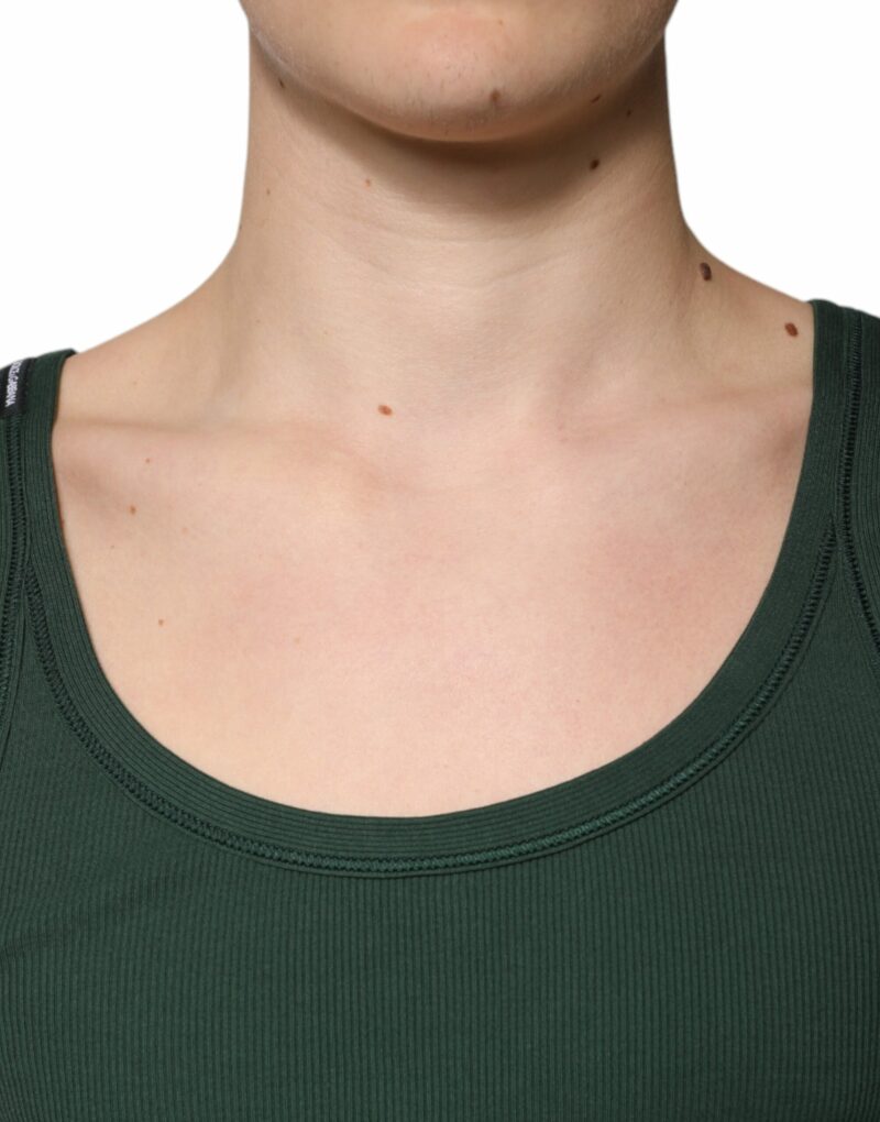 Dolce & Gabbana Green Cotton Sleeveless Round Neck Tank T-shirt - Image 5