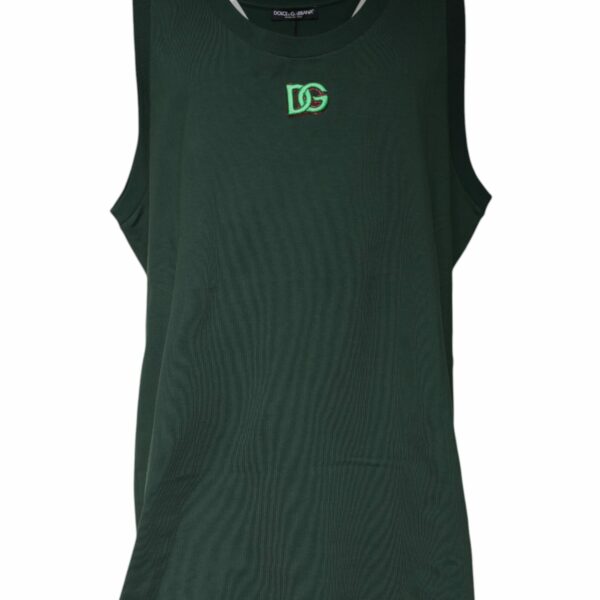 Dolce & Gabbana Green DG Sleeveless Round Neck Tank T-shirt