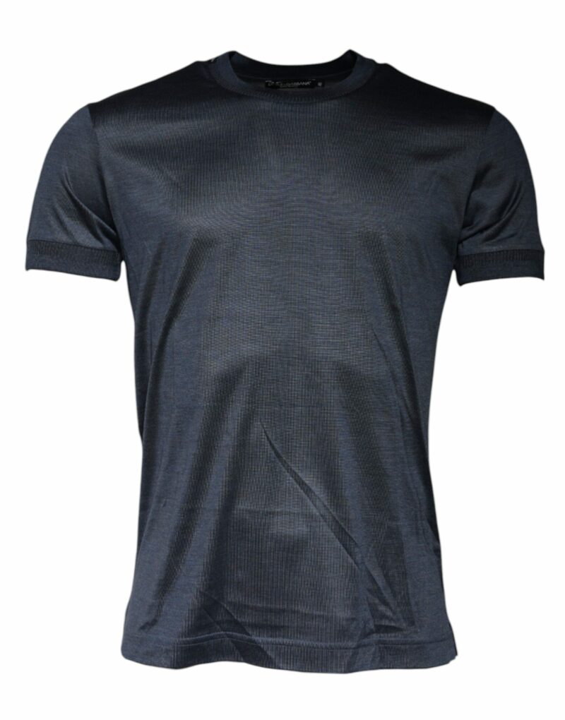 Dolce & Gabbana Blue Silk Crew Neck Short Sleeves T-shirt - Image 2