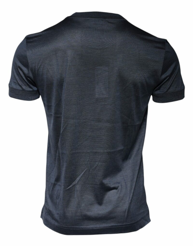 Dolce & Gabbana Blue Silk Crew Neck Short Sleeves T-shirt - Image 3