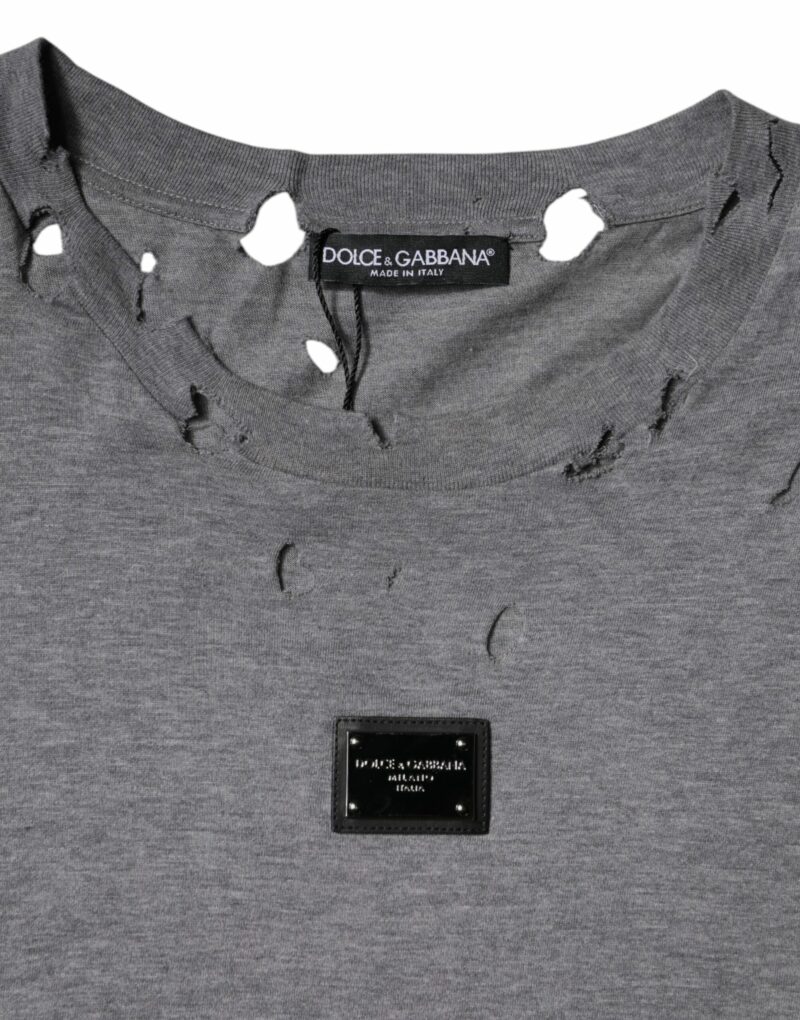 Dolce & Gabbana Gray Logo Crew Neck Short Sleeves T-shirt - Image 4