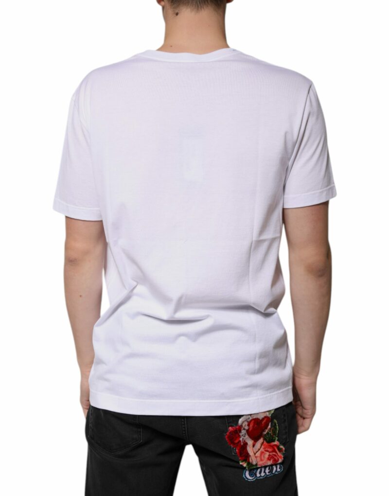 Dolce & Gabbana White Cotton V-neck Short Sleeves T-shirt - Image 4