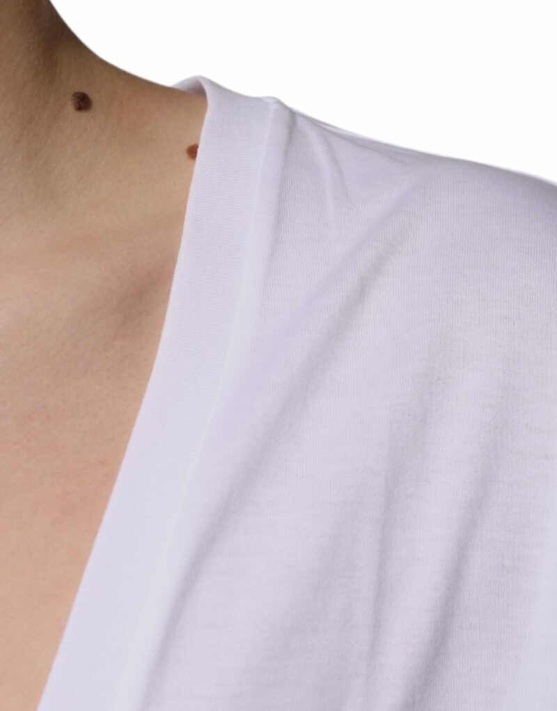 Dolce & Gabbana White Cotton V-neck Short Sleeves T-shirt - Image 6