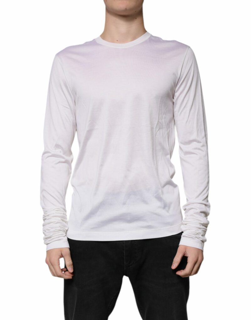 Dolce & Gabbana White Silk Crew Neck Men Pullover Sweater - Image 2