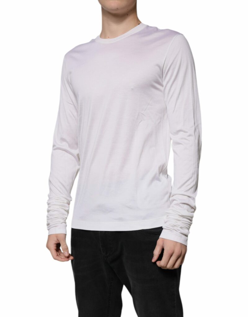 Dolce & Gabbana White Silk Crew Neck Men Pullover Sweater - Image 3