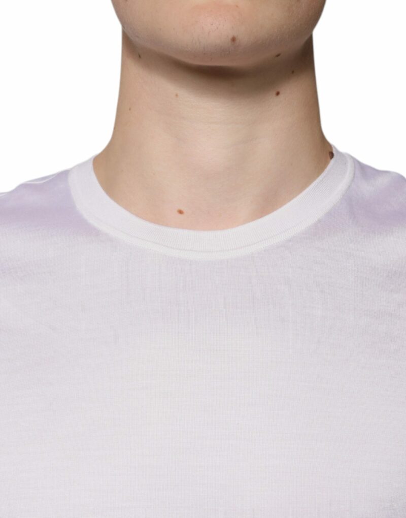 Dolce & Gabbana White Silk Crew Neck Men Pullover Sweater - Image 5