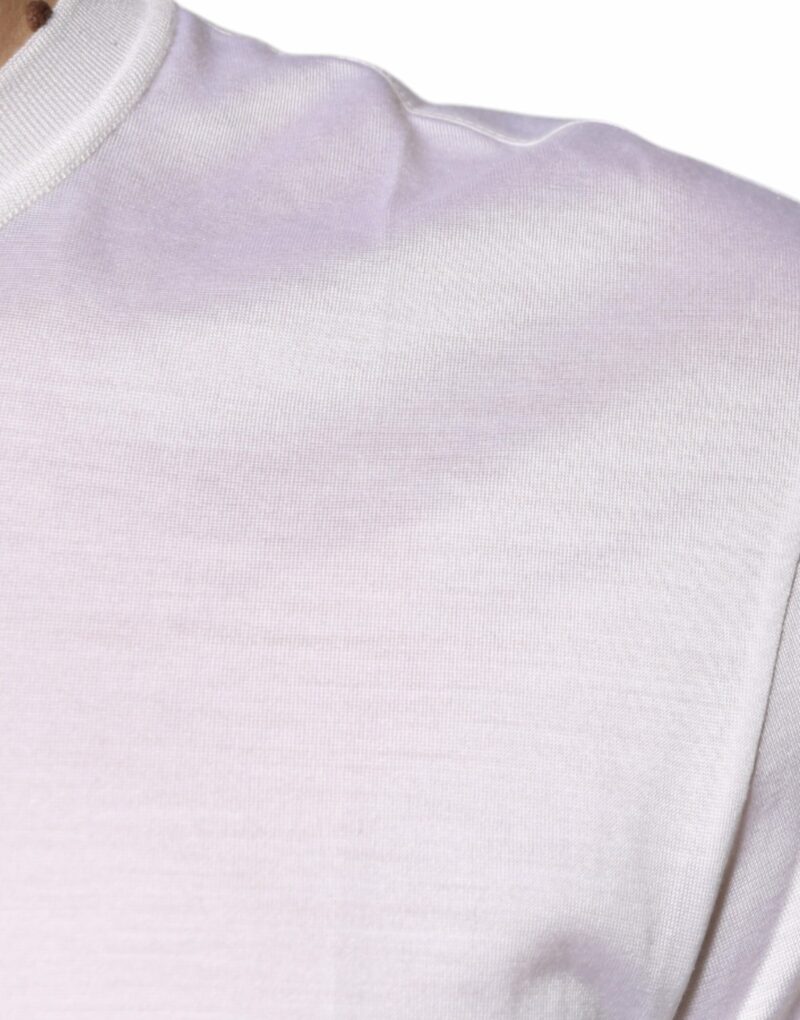 Dolce & Gabbana White Silk Crew Neck Men Pullover Sweater - Image 6