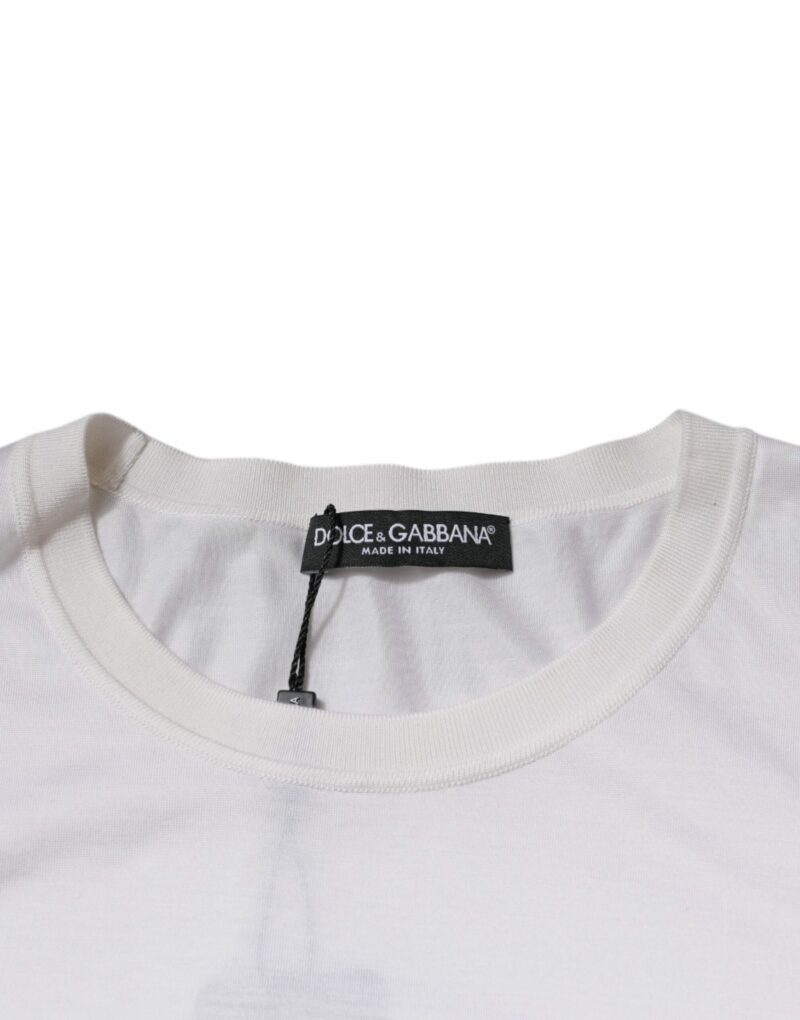 Dolce & Gabbana White Silk Crew Neck Men Pullover Sweater - Image 7