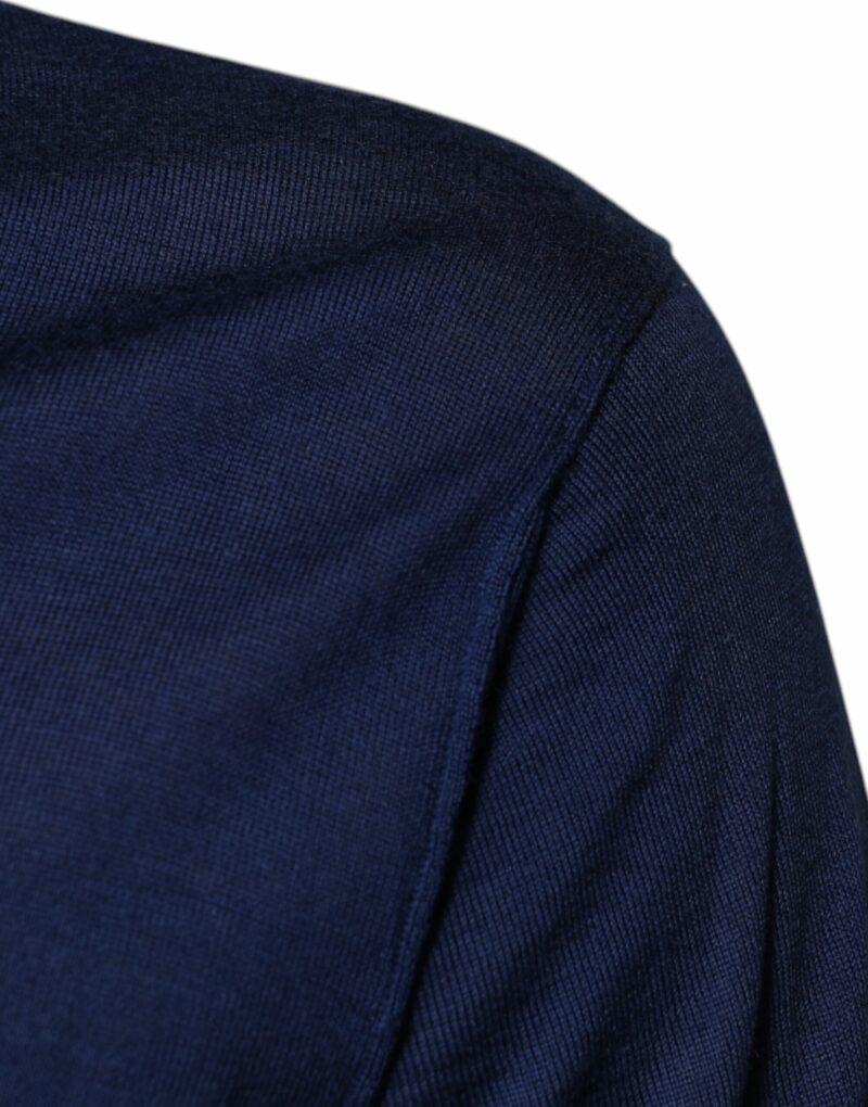 Dolce & Gabbana Navy Blue Cashmere V-neck Pullover Sweater - Image 6