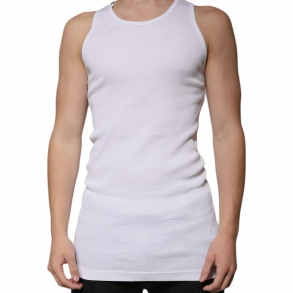 Dolce & Gabbana White Cotton Sleeveless Round Neck Tank T-shirt