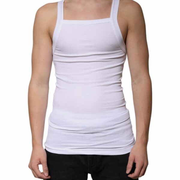 Dolce & Gabbana White Cotton Sleeveless Square Neck Tank T-shirt