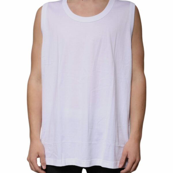 Dolce & Gabbana White Cotton Sleeveless Round Neck Tank T-shirt