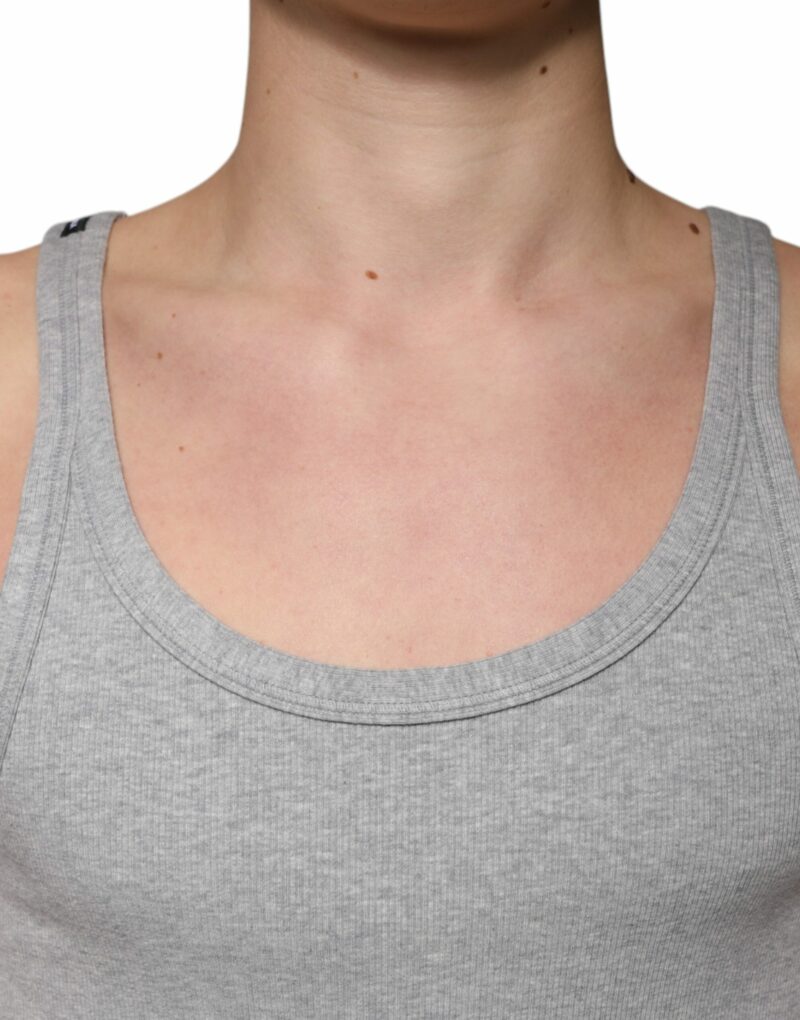 Dolce & Gabbana Gray Cotton Sleeveless Round Neck Tank T-shirt - Image 5