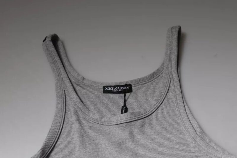 Dolce & Gabbana Gray Cotton Sleeveless Round Neck Tank T-shirt - Image 7