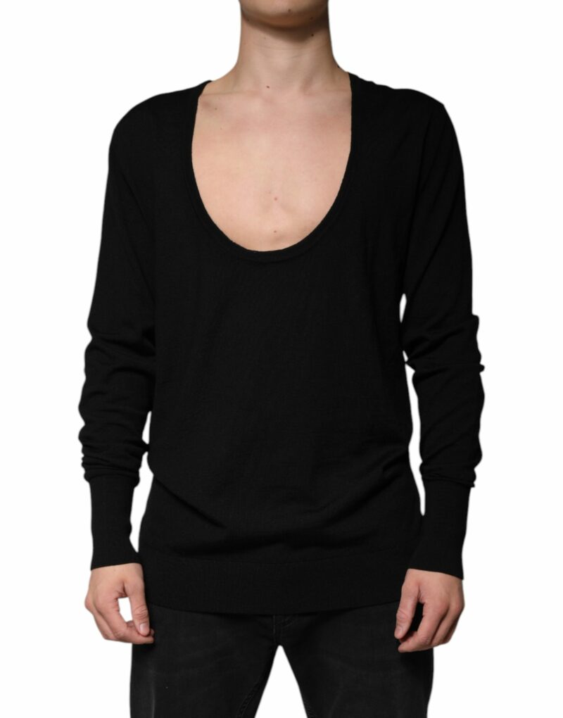 Dolce & Gabbana Black Wool Round Neck Pullover Sweater - Image 2