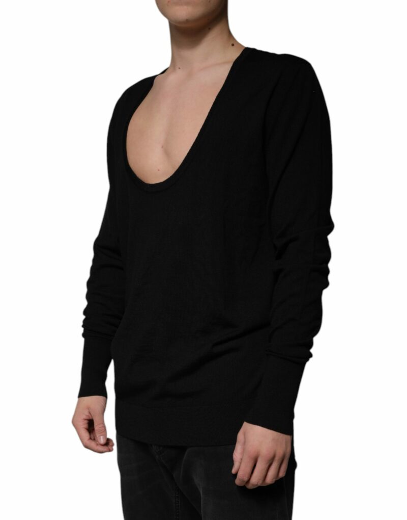 Dolce & Gabbana Black Wool Round Neck Pullover Sweater - Image 3