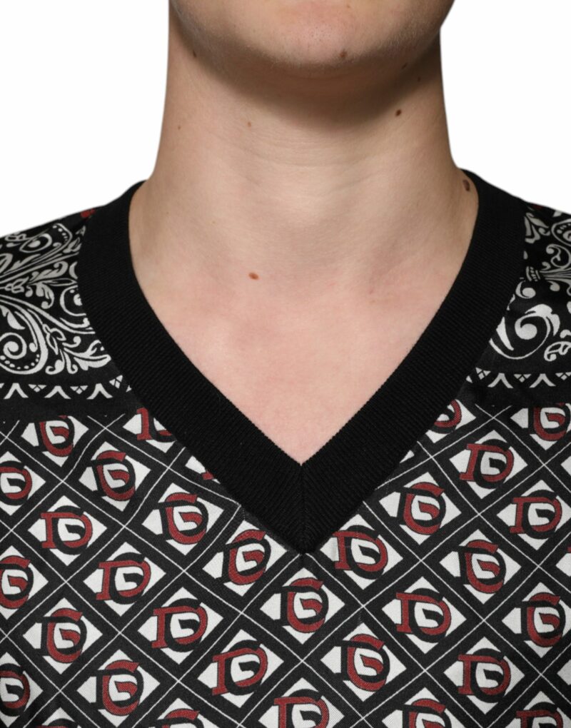 Dolce & Gabbana Black Logo Wool V-neck Pullover Sweater - Image 5