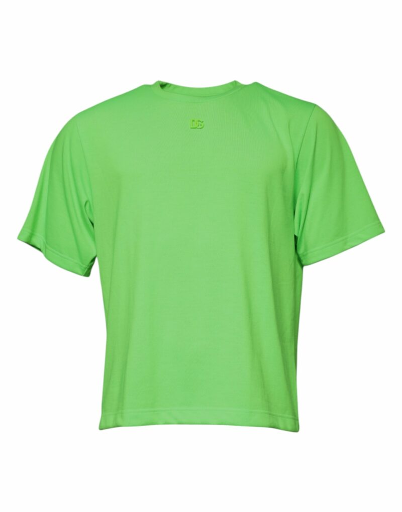 Dolce & Gabbana Green Logo Polyester Crew Neck T-shirt - Image 2