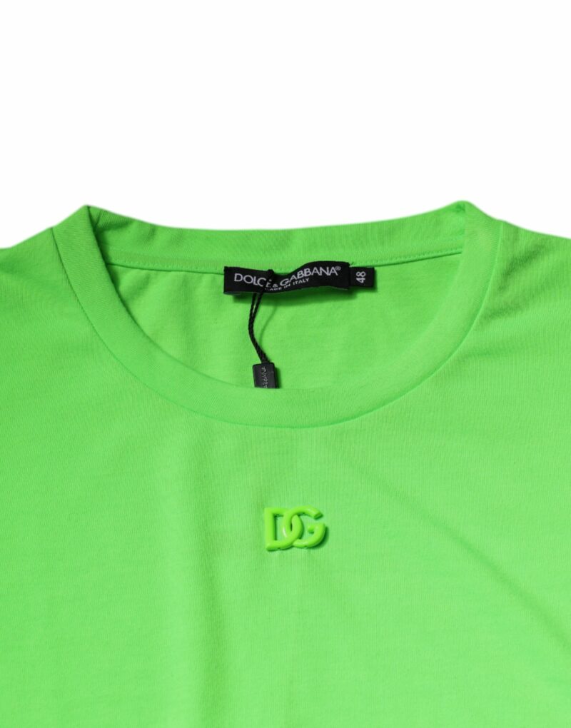 Dolce & Gabbana Green Logo Polyester Crew Neck T-shirt - Image 8