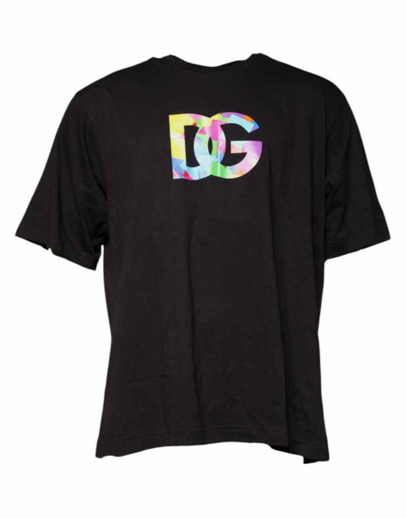 Dolce & Gabbana Black Logo Print Cotton Crew Neck T-shirt - Image 2