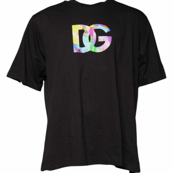 Dolce & Gabbana Black Logo Print Cotton Crew Neck T-shirt