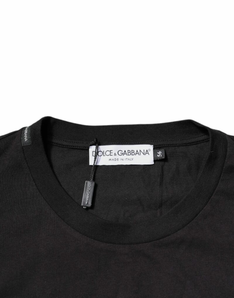 Dolce & Gabbana Black Logo Print Cotton Crew Neck T-shirt - Image 6