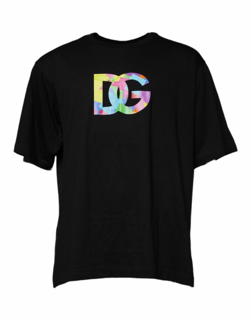 Dolce & Gabbana Black Logo Print Cotton Crew Neck T-shirt - Image 2