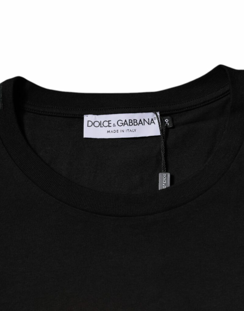 Dolce & Gabbana Black Logo Print Cotton Crew Neck T-shirt - Image 6