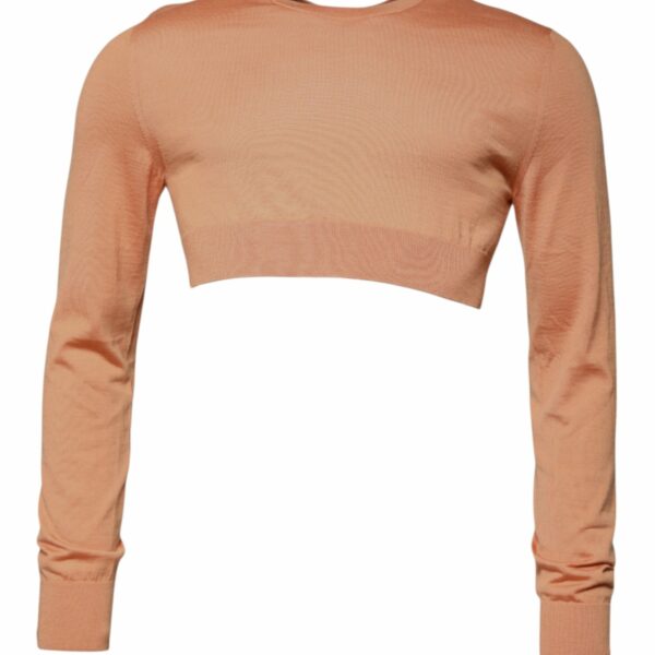 Dolce & Gabbana Beige Wool Crewneck Pullover Cropped Sweater