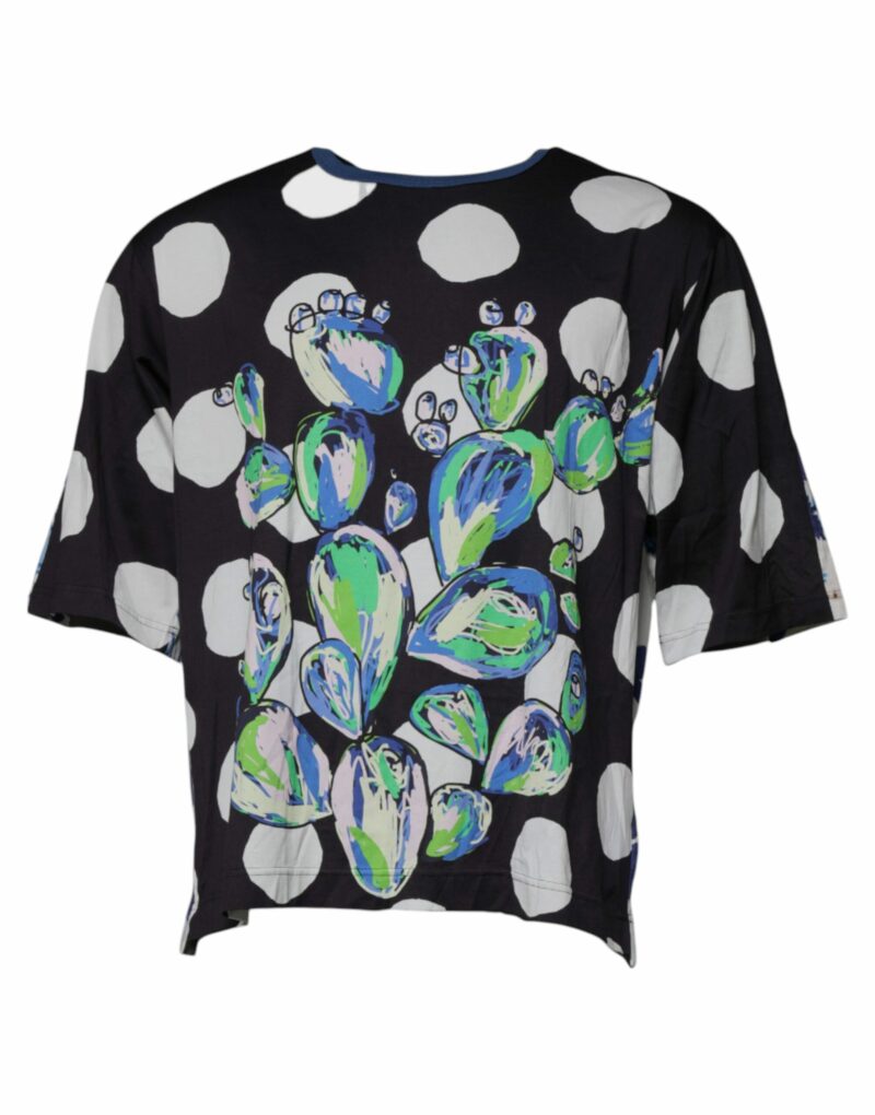 Dolce & Gabbana Black White Printed Cotton Crew Neck T-shirt - Image 2