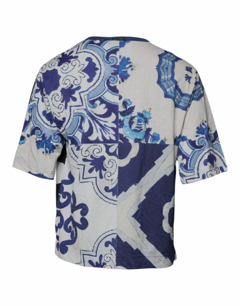 Dolce & Gabbana Black White Printed Cotton Crew Neck T-shirt - Image 3