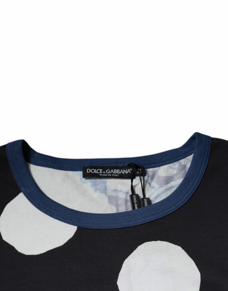 Dolce & Gabbana Black White Printed Cotton Crew Neck T-shirt - Image 4