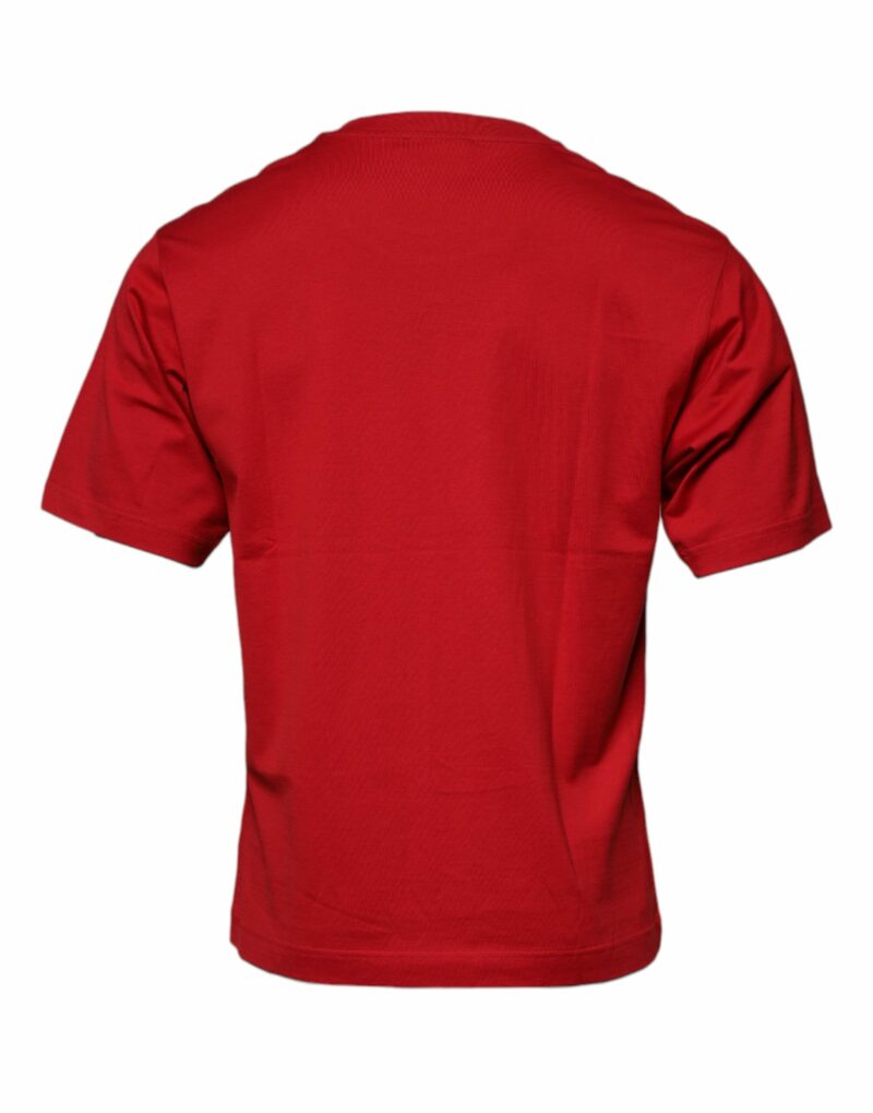 Dolce & Gabbana Red Logo Print Cotton Crew Neck T-shirt - Image 4