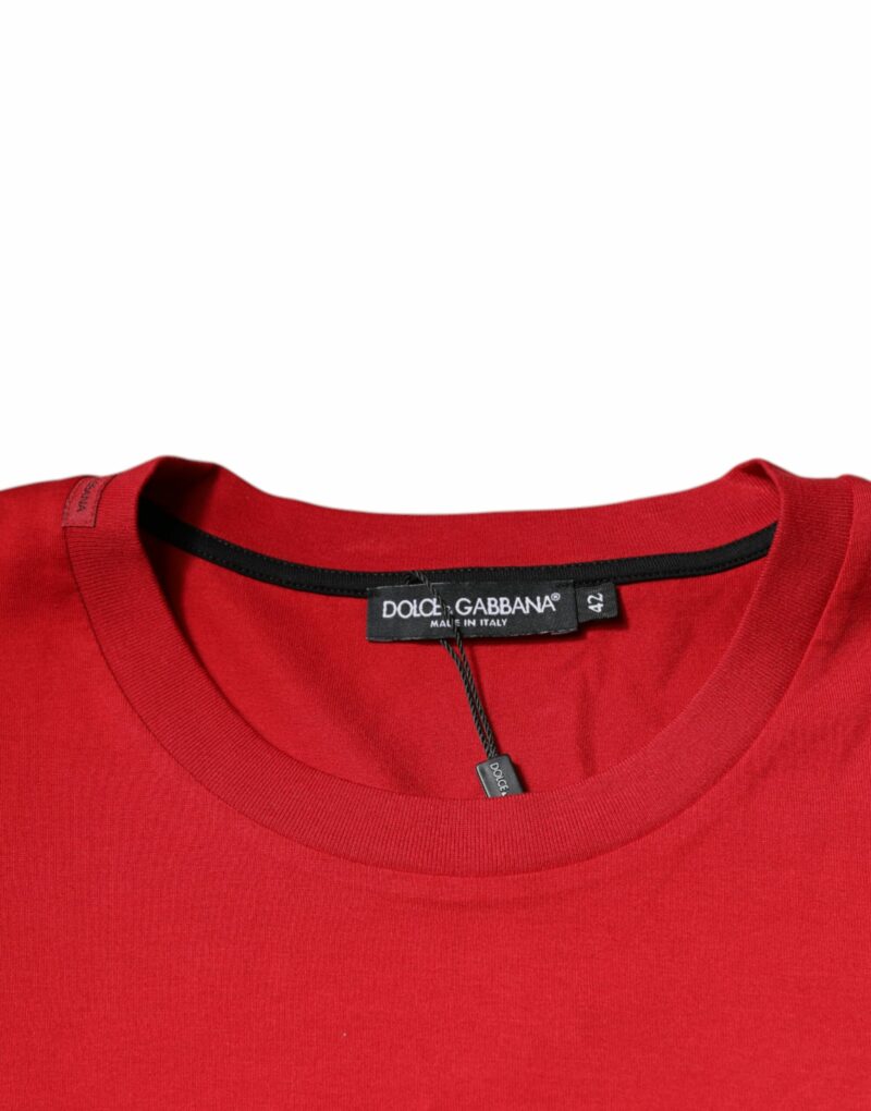 Dolce & Gabbana Red Logo Print Cotton Crew Neck T-shirt - Image 5