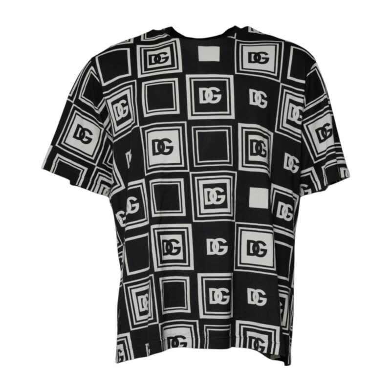Dolce & Gabbana Black Logo Monogram Cotton Crew Neck T-shirt - Image 2