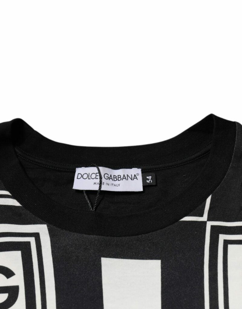 Dolce & Gabbana Black Logo Monogram Cotton Crew Neck T-shirt - Image 6