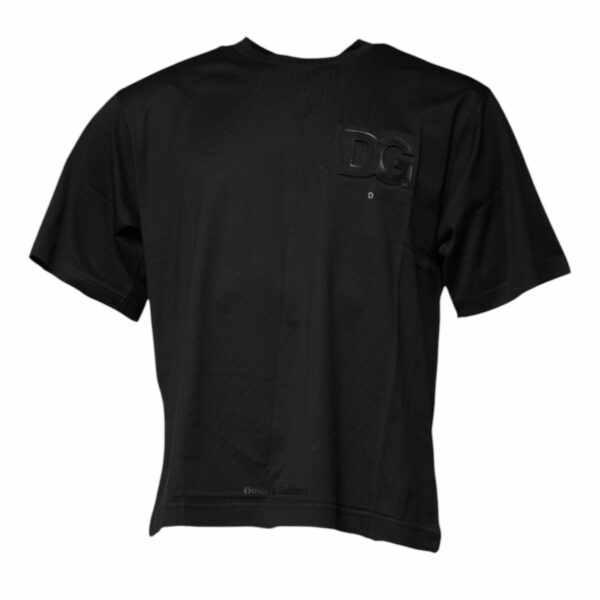 Dolce & Gabbana Black DG Logo Print Cotton Crew Neck T-shirt